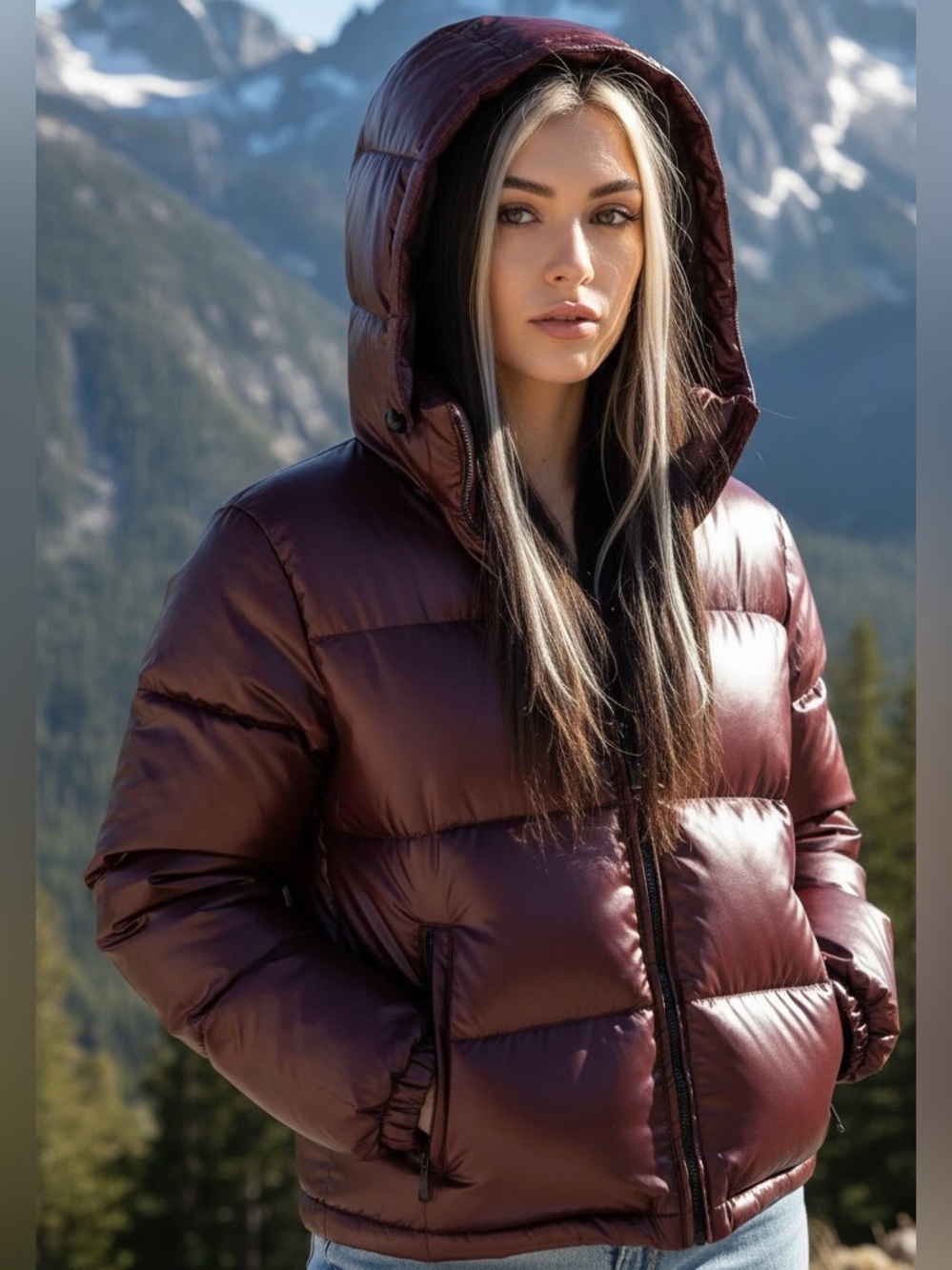 American Eagle Purple Shiny Puffer Size Small NWOT